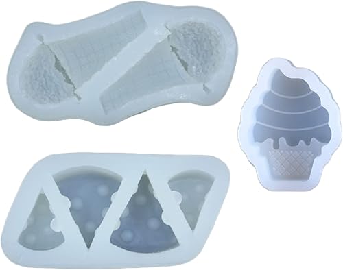 Miniatura 1 de Fondant Mould 3 Pieces Cheese Cone Ice Cream Silicone Candy Mold Cake Decoration Chocolate Aromatherapy Gypsum Mold