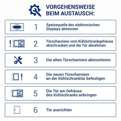 VIOKS Koelkastscharnier, set van 2 deurscharnieren, reserveonderdelen voor 00268698, koelkast, Bosch Siemens koelkast, Bauknecht koelkast, scharnieren voor inbouw, koelkast, deuren - Afbeelding 6