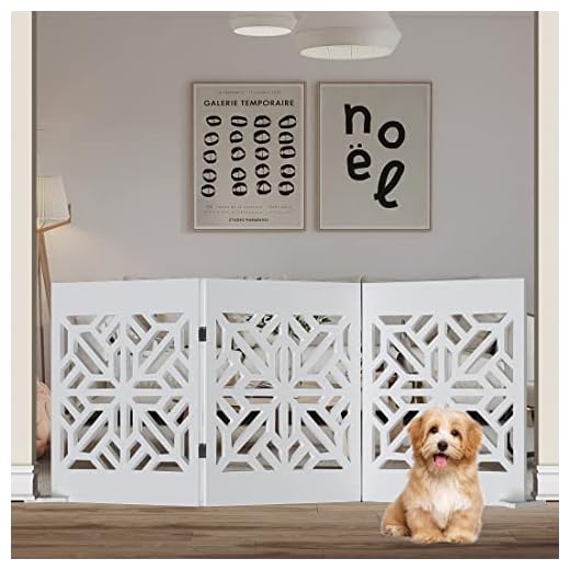 Step Over Free Standing Pet Gate - 3 Panel Portable Foldable Dog Gates with Support Feet - Expandable Barriers Fence for Tiny Small Dogs 15.5 to 47 Inch Wide 19.7" Tall