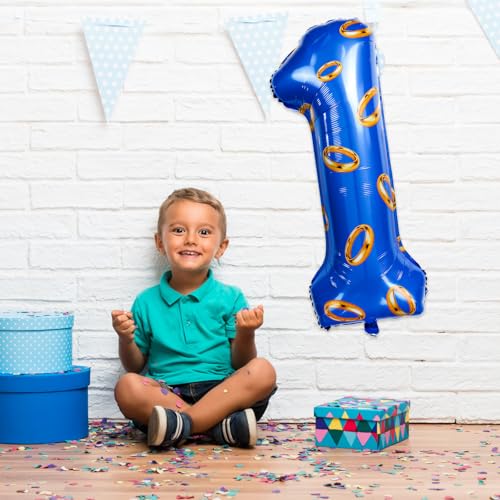 Image of Number 40 Inch Blue and Gold Ring Balloon Birthday Number Decoration Aluminum Film Balloon Suitable for Boys and Girls Blue Theme Party Cartoon Party Decoration Supplies (1)