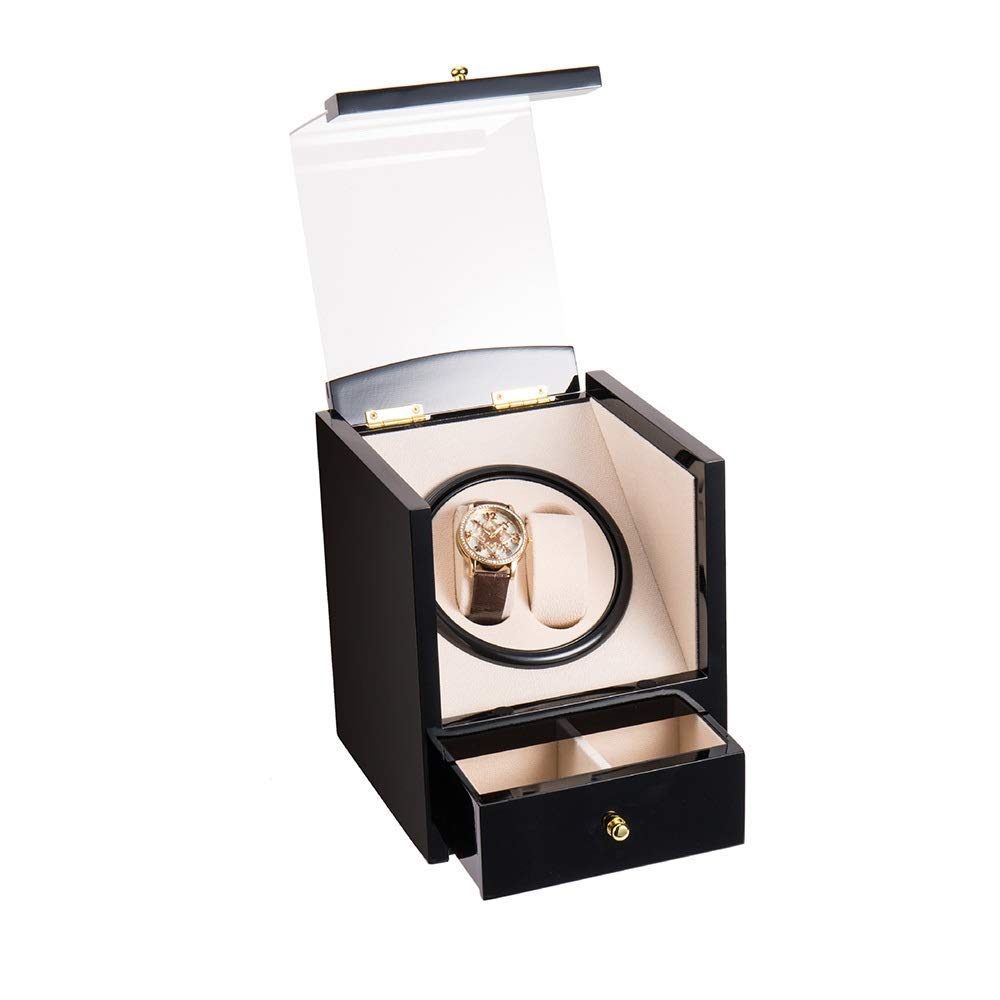 CGCSYZ Mechanical Watch 2-Position Watch Winder, Silent Running Rotating Motor, Lacquered Pillow Automatic Mechanical Watch Box, 18 * 18 * 21Cm