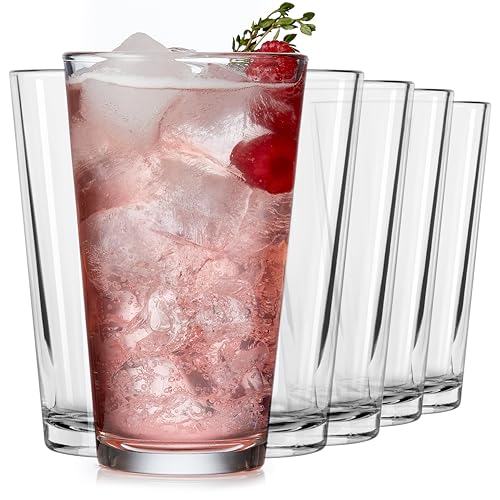 Libbey Bar Essentials Tumbler Glasses Set of 6, Modern Style 16 Oz Glass Set, Dishwasher Safe Tall Drinking Glasses Set for Wine, Beer, and Cocktail