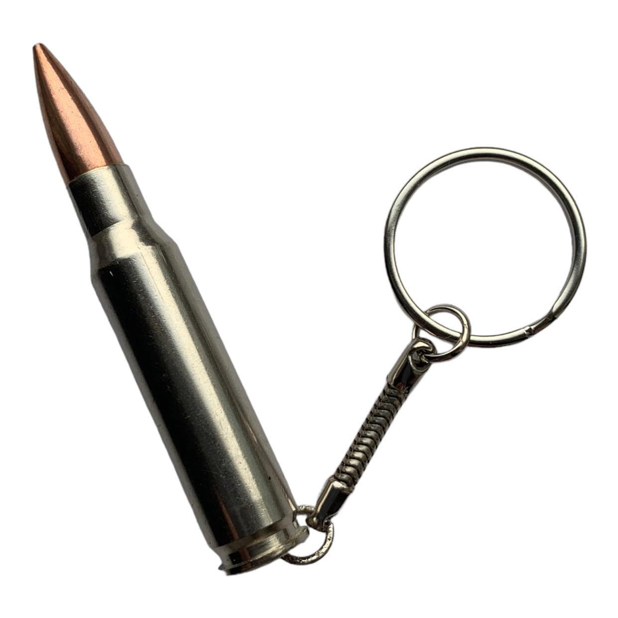 GREENZONE Custom-made Bullet Keyring - Novelty Silver Fashion Accessory for Fancy Dress Costume Rock & Roll Gothic Army Steam Punk Black Metal Goth Punk Emo (7.62)