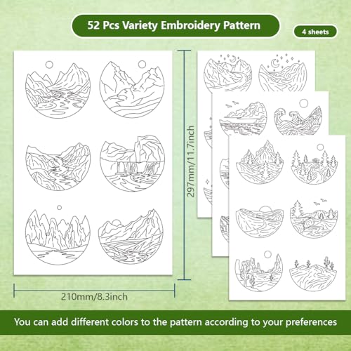 BENECREAT 4 Sheets 24pcs Water Soluble Embroidery Patterns - Image 2
