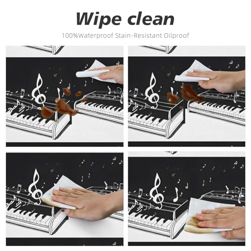 Nappe pour table à manger et extérieur élastique notes de musique