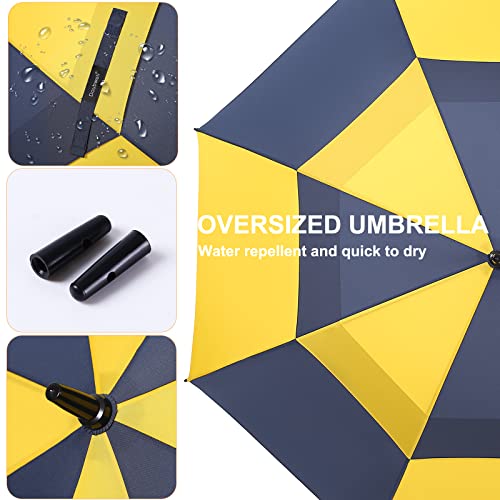 Doubwell Golf Umbrella 54/68 Inch Automatic Large Windproof Umbrella Oversized Stick Rain Umbrella For Man And Woman Can Shade For Golfer And Family (Yellow/Dark Blue, 54 Inch) #TOP3
