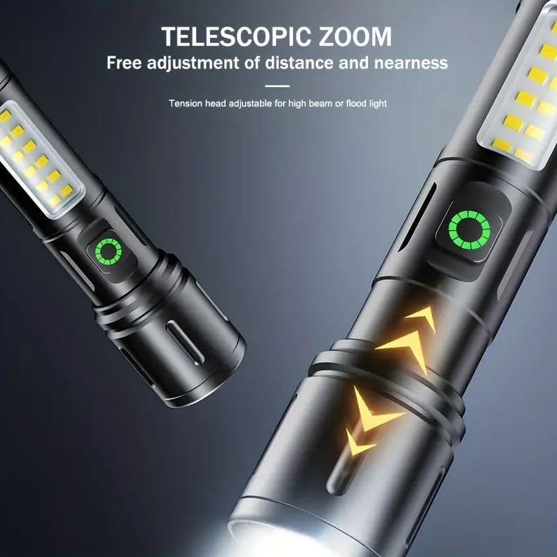 Image of 603 (ZOOMABLE Metal) 5 Modes Flashlight, Super Bright Cree T6 LED Light Torch (Black, 13.5 cm, Rechargeable)