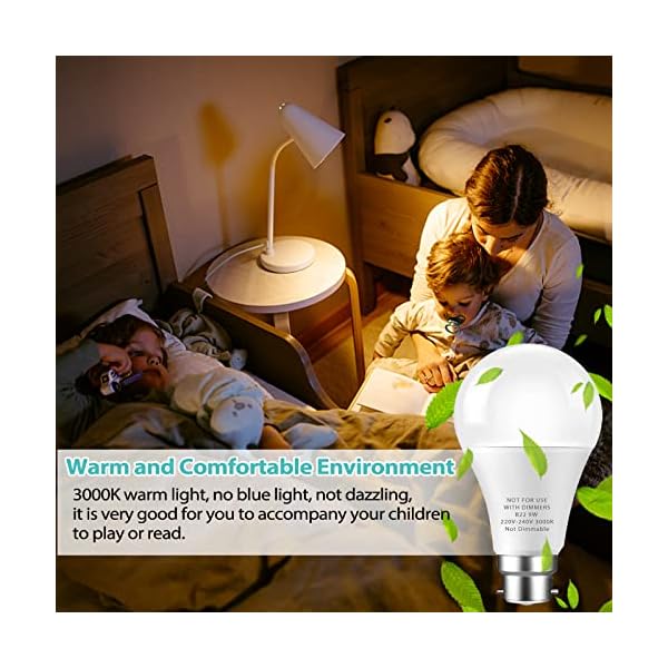 Bombubilla B22 LED-leuchtmittel, Warmweiß 3000K 9W Superhell Bajonett-leuchtmittel, Entspricht 60W Glühbirne, 900LM… – Bild 9