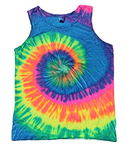 Colortone Tie Dye Tank Tops Unisex Neon Multicolored Adult Small - 3X (Large)