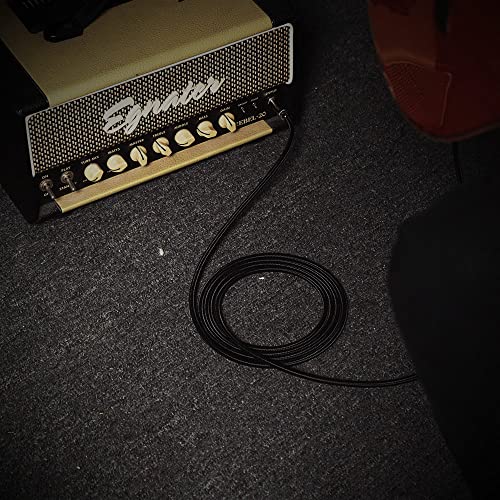 SONICAKE Braided Guitar Cable 3m/10ft Guitar Instrument Cable 6.35mm 1/4" Right Angle to Straight Black - Image 6