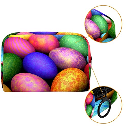 Easter Colorful Eggs Pattern Travel Makeup Bag Large Cosmetic Bag Makeup Case Organizer Zipper Pouch For Women Girls #TOP3