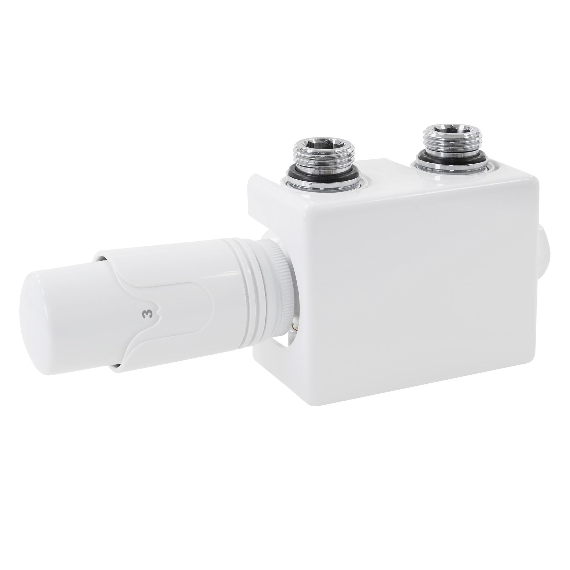LuxeBath Juego de Grifería Multibloque Blanco Incluye Cabezal Termostático para Radiadores de Baño con Conexión Central Universal Cabezado Termostatico Adecuado para Tuberías de Suelo o Pared