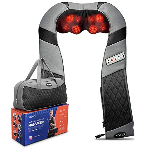 ATMOKO Back Neck and Shoulder Massager with Heat and Vibration, Deep Tissue 4D Kneading Shiatsu Electric Back Massage for Muscles Pain Relief, Use at Car, Office and Home