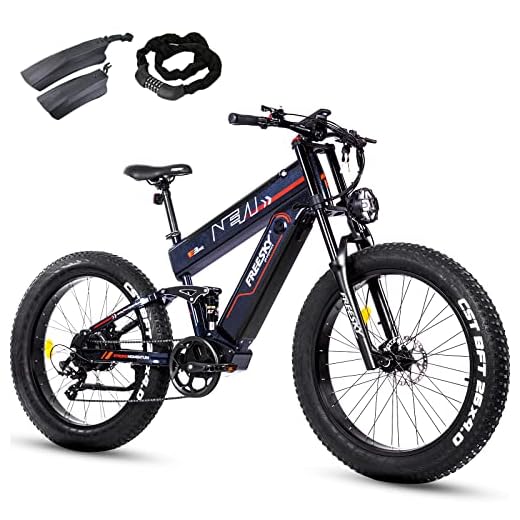 FREESKY Electric Bike for Adults, 1000W BAFANG Motor Dual Battery 26”Fat Tire Electric Bike, Full Suspension Dual Hydraulic Brakes E Mountain Bicycles 35mph 60-110 Miles Long Range Fast Electric Bikes