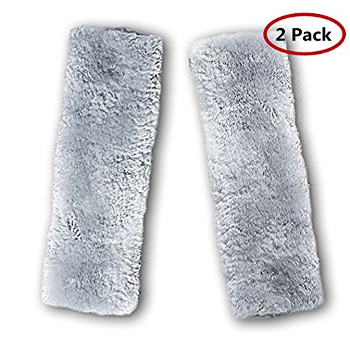 Amfor Seat Belt Shoulder Pad, Car Safety Belt Protector Cushion, Comfortable Plush Fabric, Protects Neck and Shoulder Perfect for All Car Owners for a More Comfortable Driving (2 Pcs,Gray)