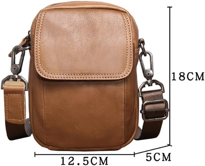 Retro Genuine Leather Single Shoulder Backpack Outdoor Crossbody Bag Waist Phone