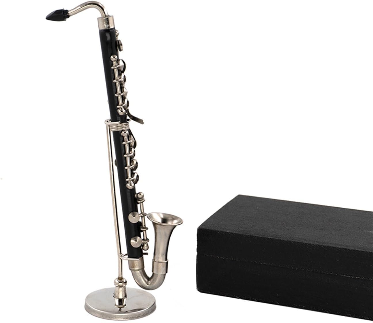 楽器の家の装飾 ミニチュア合金バスクラリネットモデルサポート付きミニ楽器装飾装飾品 家庭用楽器の装飾品