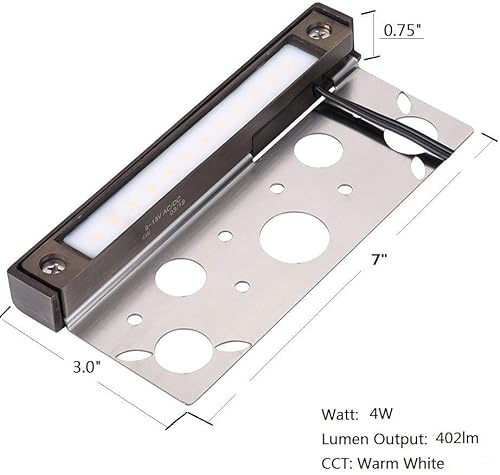 Leelands Brass Replaceable Hardscape Light Low Voltage 9-17V Ac/Dc Integrated 7" Outdoor Retaining Wall Paver Step Landscape Lighting Bar Brass Finish Warm White 4Watt #TOP1