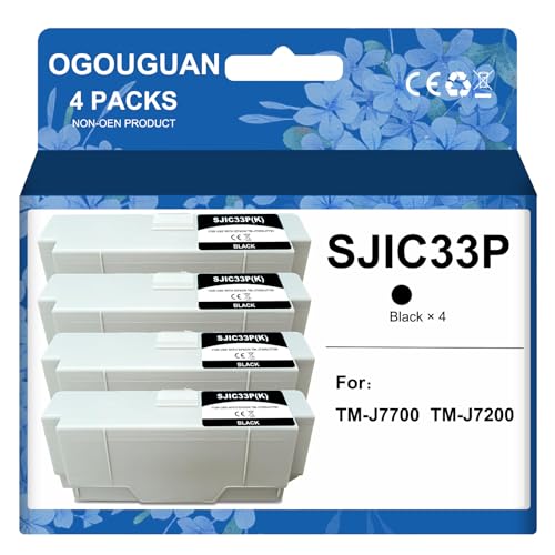 Cartouche noire compatible SJIC33P pour imprimante TM-J7200 et TM-J7700 en lot de 4