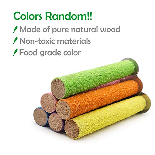 LIMIO Bird Perch Hamster Toys Parrot Stand 4PCS Rough Sand Wood Perch Bird Cage Accessories for Parakeets Supplies Budgie Natural Wood Platform