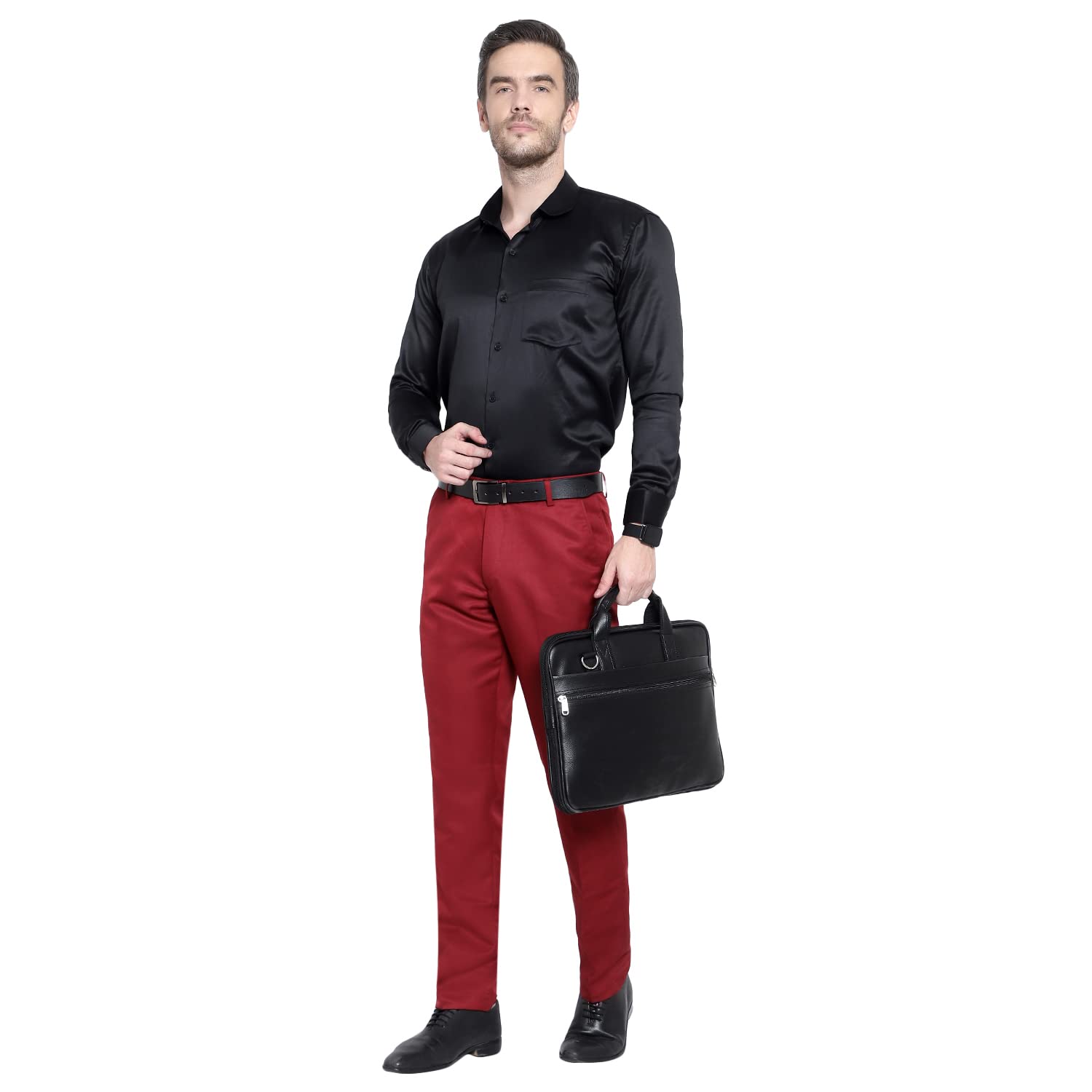 Radha KUNJ Men's Formal Regular Fit Maroon Trouser-picture-35