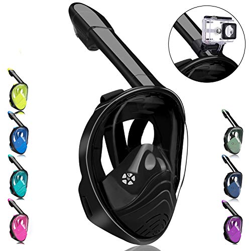 QingSong Full Face Snorkel Mask, Snorkeling Mask with Detachable Camera Mount, 180 Degree