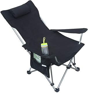 PLBB3K Portátil Respaldo Silla Verde Almuerzo Silla Pesca Silla de Playa Silla de Ocio de Las Vacaciones de la Cama (Color : Black)