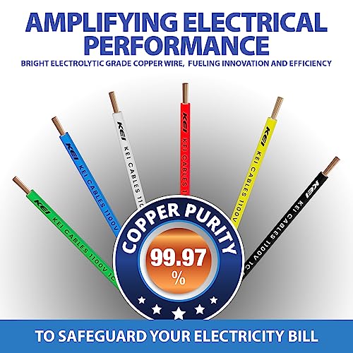 Image of KEI WIRES & CABLES Homecab 0.5 sqmm 1 Core Copper Flame Retardant House Wire PVC Insulated Cable for Domestic & Industrial Electrical Wiring (Green, 90 Meters)