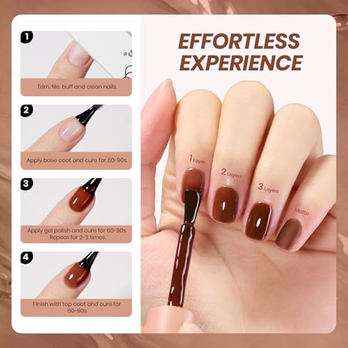 Image of Beetles Brown Gel Nail Polish - 15ML Mocha Jelly Natural Gel Polish Nail Concealer Sheer Translucent Effect Soak Off UV Mist Collection French Nail Art Manicure Gift for Women