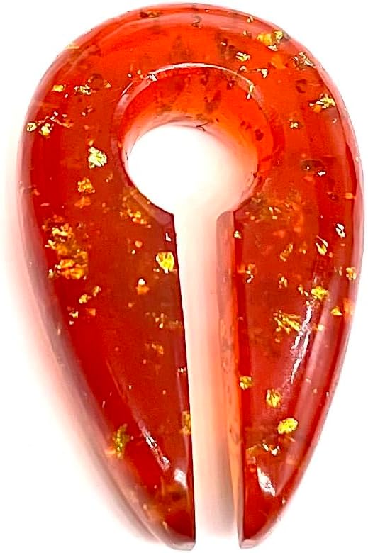 Pair of Amber Stone Handcrafted Drop Shape Ear Weights Keyhole Gauges Ear Piercing Naga Body Jewelry Size 2g (6mm), 0g (8mm) & 00g (10mm) & Customized Wholesale Also Available