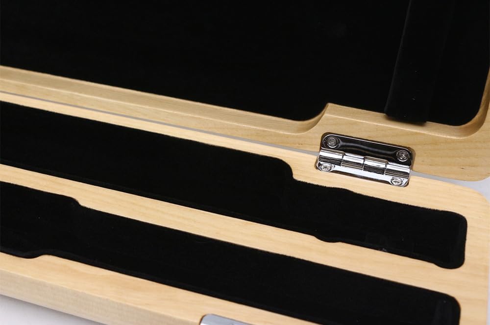 木製フルートケース 17穴用 ベルベット裏地 バックル付きプレミアムハードケース 丈夫なフルートプロテクター (木製)