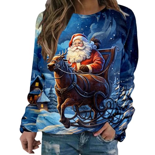 Sweatshirt femme col rond et imprimé de Noël pour look décontracté