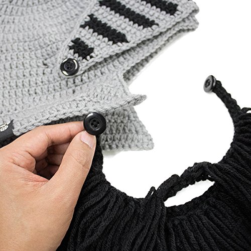 Beard Head Barbarian Knight - Original Handmade Knit Helmet And Removable Black Beard #TOP4