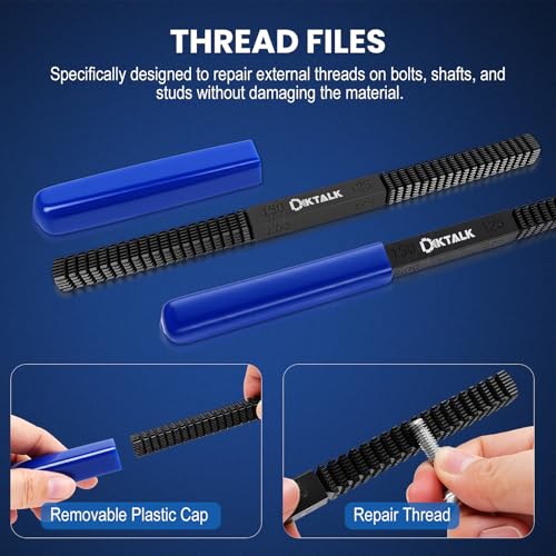 DikTalk 15-Piece Metric Thread Chaser Set,Master Thread Repair Kit with 7 Taps 7 Dies & Thread File,M6, M8, M10, M12,Automotive Rethreading Tool with Case by DikTalk - Image 4