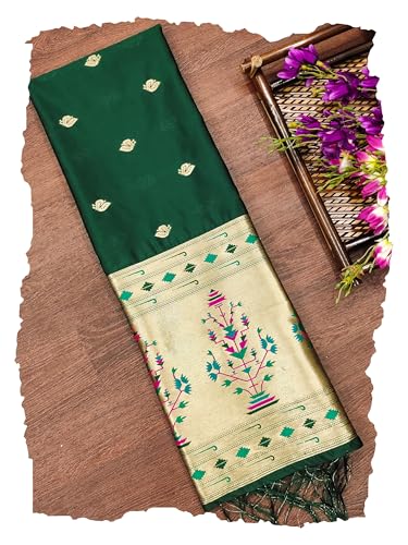 Image of DEVANGI Women's Woven Paithani Banarasi Silk Dupatta /Chunni For Women, Floral Print 1 Meter Wide and 2.3 Meter Length Printed Designer Dupatta /Chunni For Girls