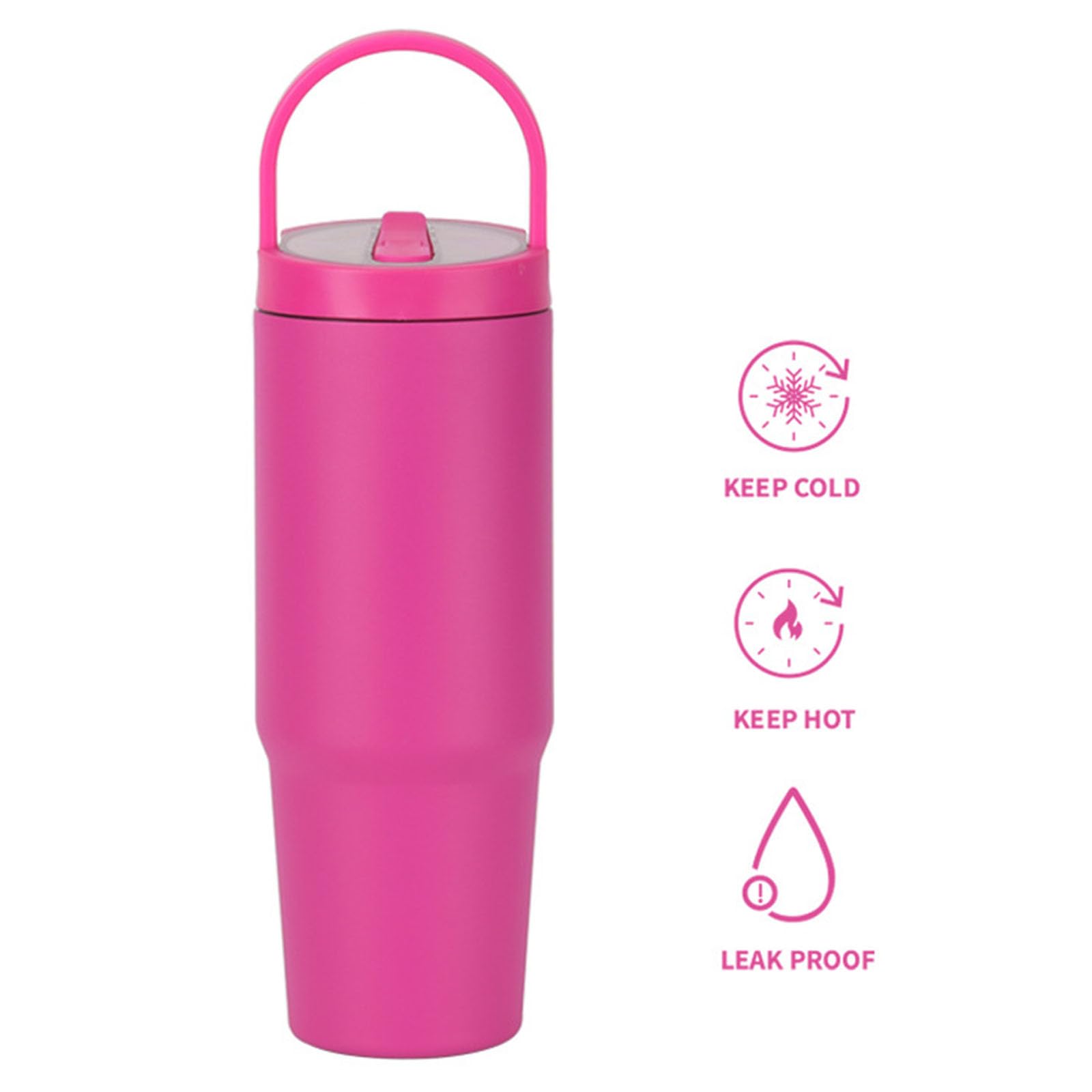 Edelstahl Trinkbecher mit Strohdeckel, 860 ml, mit Tragegriff, doppelt isolierter Reise Wasserbecher, Geschenk für Sport, Outdoor, Trinkgeschirr, Geschenk