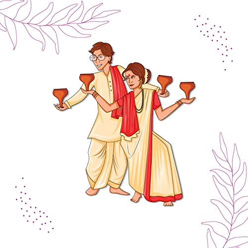 Image of Bhai Please Bengali Traditional Couple Theme Fridge Magnet - Couple Gift