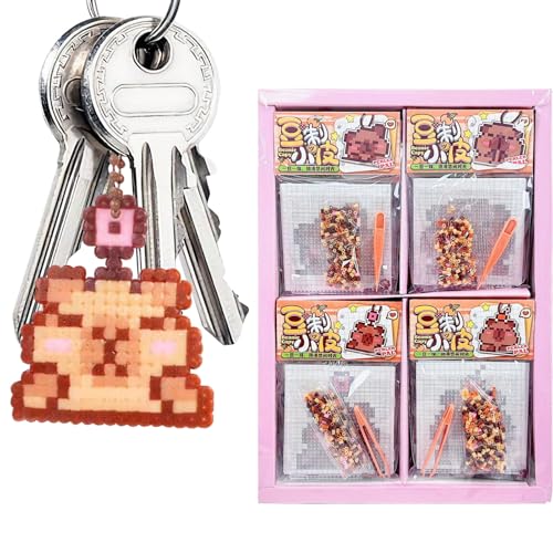 Generico Llavero Capibara - Kit de manualidades de dibujos animados, llavero con cuentas Juego completo de manualidades con cuentas, Juguete Capibara | Llavero de artes, Navidad, ca