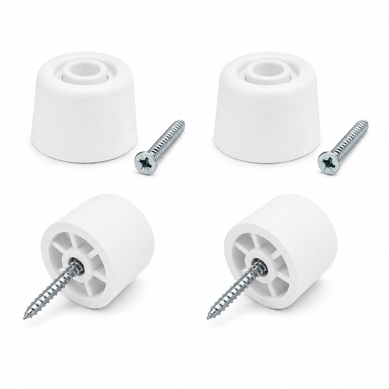 White Rubber Door Stops 4 Pack with Screws - Small 28 x 21mm