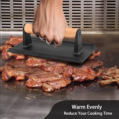 Leonyo Cast Iron Burger Press Set, Heavy Duty Burger Smasher with Hamburger Press Patty Maker Mold, Meat Tenderizer, 90 Hamburger Patty Papers, Bacon Meat Grill Tool - Thumbnail 3