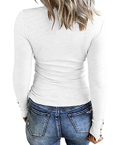 Image of KINLONSAIR Women Long Sleeve Henley Shirts Scoop Neck T-shirt Basic Tops