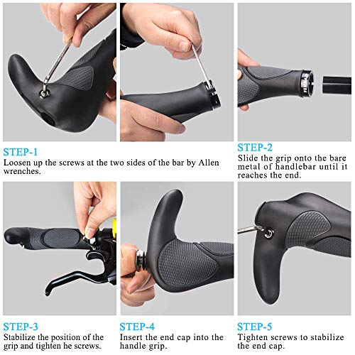 Fahrradgriffe ergonomisch, Horn Lenkergriffe für MTB, Trekkingrad, E-Bike, Cityrad Rennrad und Faltrad mit Zwei Seiten Lock-On Design aus… – Ansicht 6