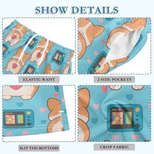 Corgi Heart Game Console Boys Active Basketball Shorts Lightweight Summer Sports Shorts with Pockets for Kids4