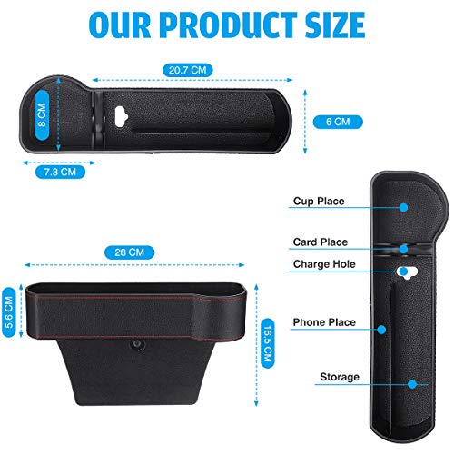 image for CAMTOA Car Seat Gap Filler, Car Seat Organizer, 2 Pack PU Car Seat Sto