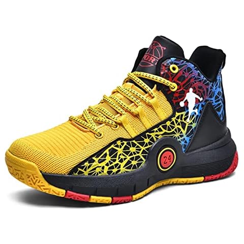 CJYFLOWER Basketball Shoes for Kids Ownthegame Anti-Slip Unisex-Child Basketball Shoe Street Precision Walking Yellow Cover