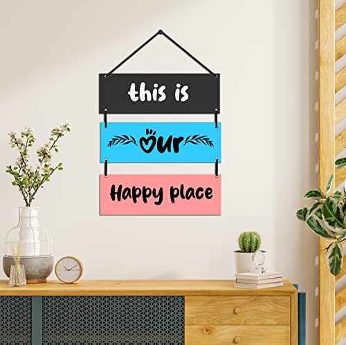 Image of Expleasia, Exuberant & Luxury Decor Decorative Wall Hanging Wooden Decoration Item for Home Office Living Room Bedroom Decoration Items Home Decor Gift Items (This Is Our Happy)