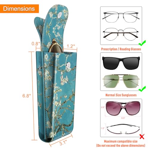 Image of FINTIE Double Glasses Case with Carabiner Hook, Portable Vegan Leather Eyeglass Case Anti-scratch Sunglasses Pouch