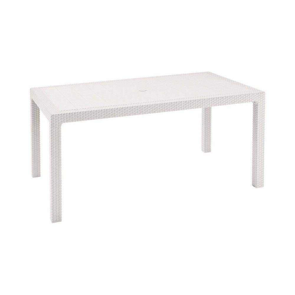 Keter Tavolo da Giardino Melody, Finitura Effetto Rattan, Bianco, 160,5x94,5x74,5H cm
