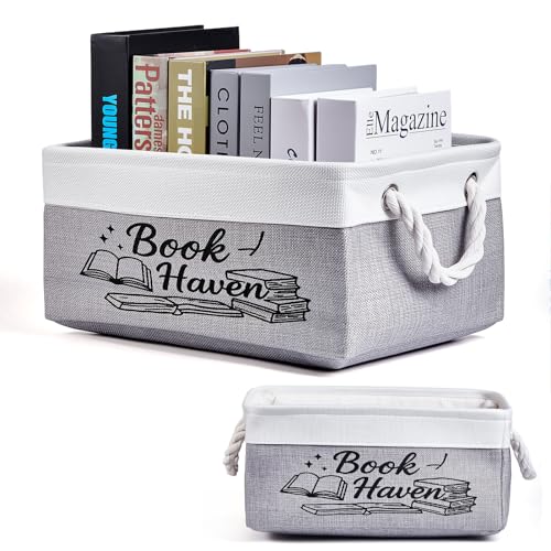 serinar Book Storage Basket for Book Lovers Reading List Organizer Bin Bookworm Gift Book Accessories for Students Teachers and Book Club Members
