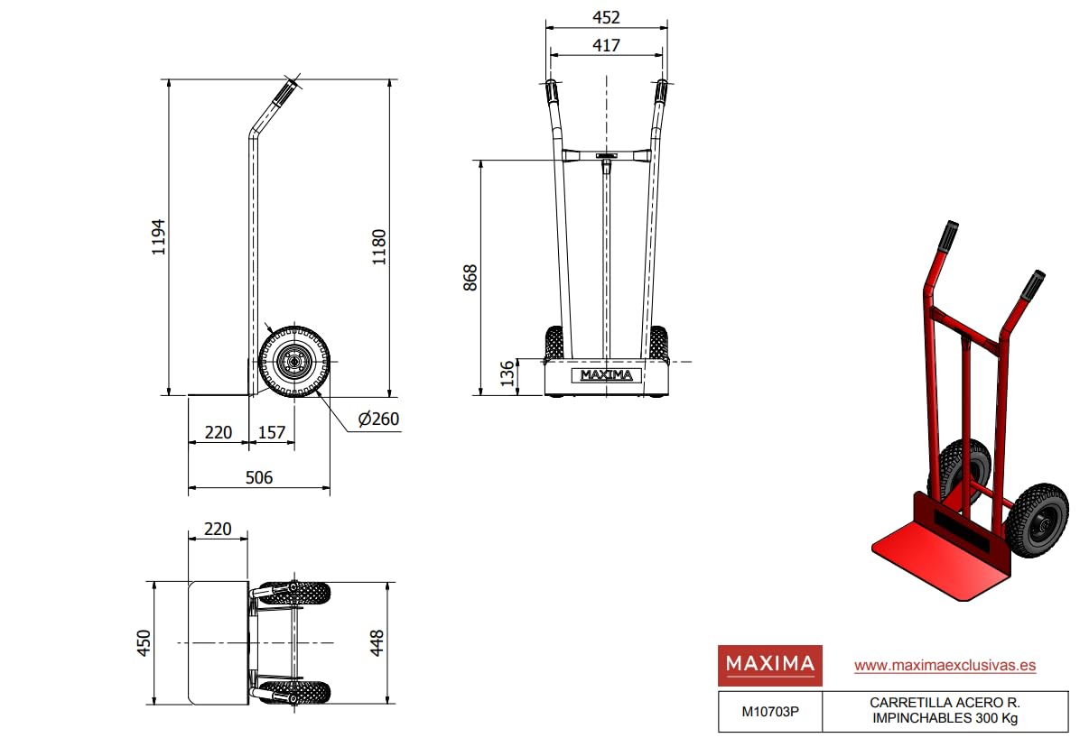 Carretilla DE Acero Ruedas IMPINCHABLES M10703